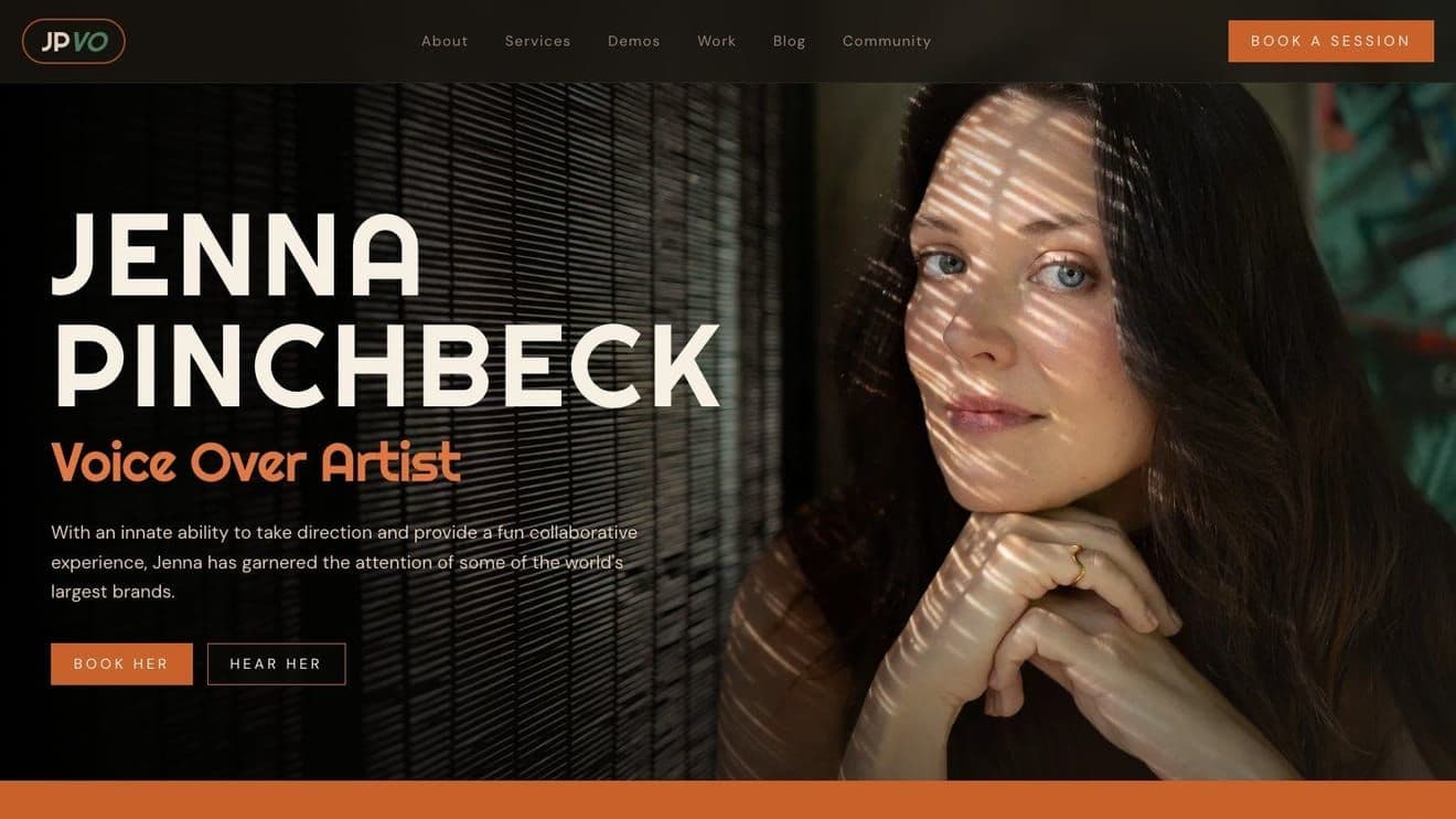 Jenna Pinchbeck website, Voice-Over Artist & Actor project