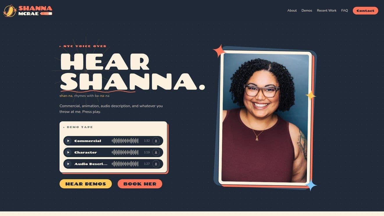 Shanna McRae website, Voice-Over Artist project