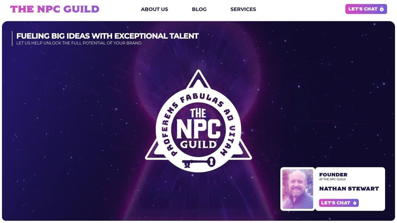 The NPC Guild homepage screenshot